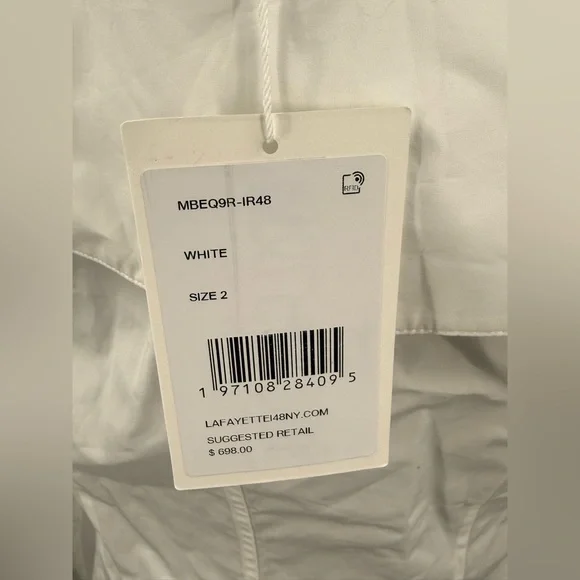 Lafayette 148 New York Elegant White Women's Blouse Size 2 NWT - Picture 4 of 5
